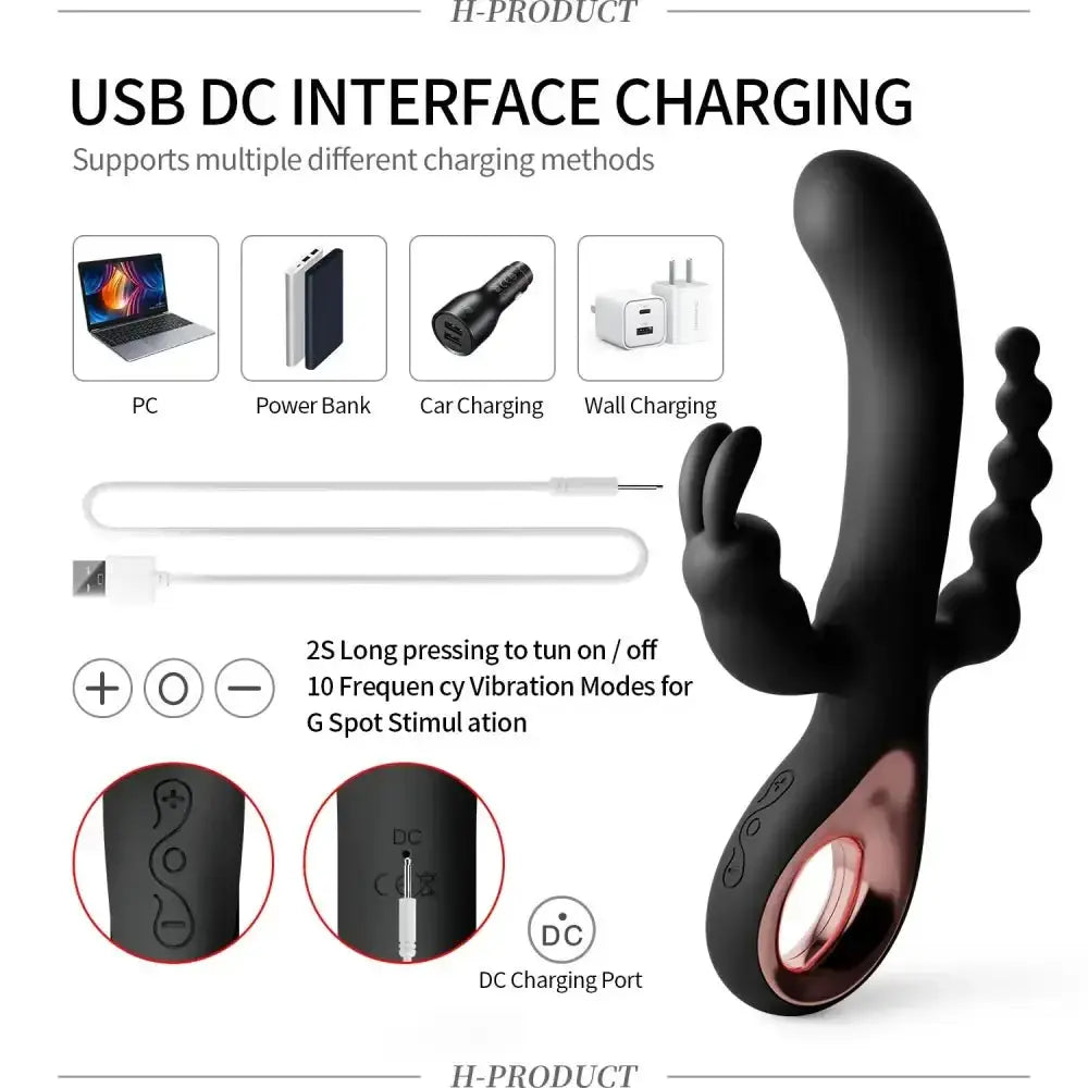3 In 1 Dildo Rabbit Vibrator for Women G - Spot Orgasm Masturbator Anal Plug Clitoris Stimulator Female Masturbation Sex Toys 18 - The Lady's Haven