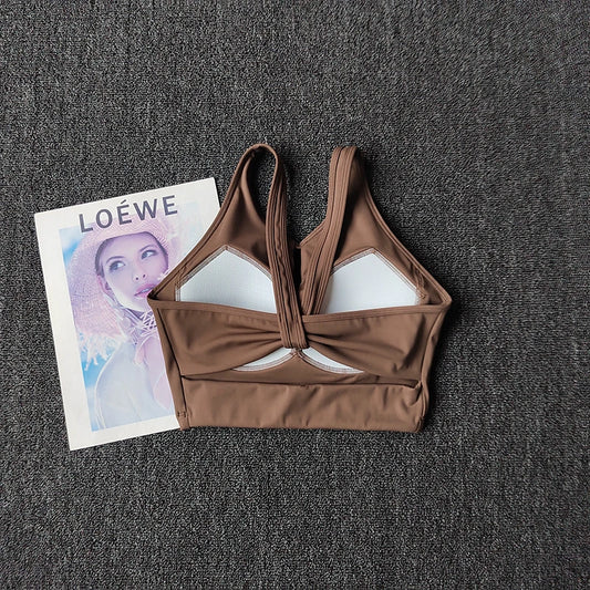 Off-Shoulder High-Support Yoga Sports Bra – U-Back Pilates Crop Top