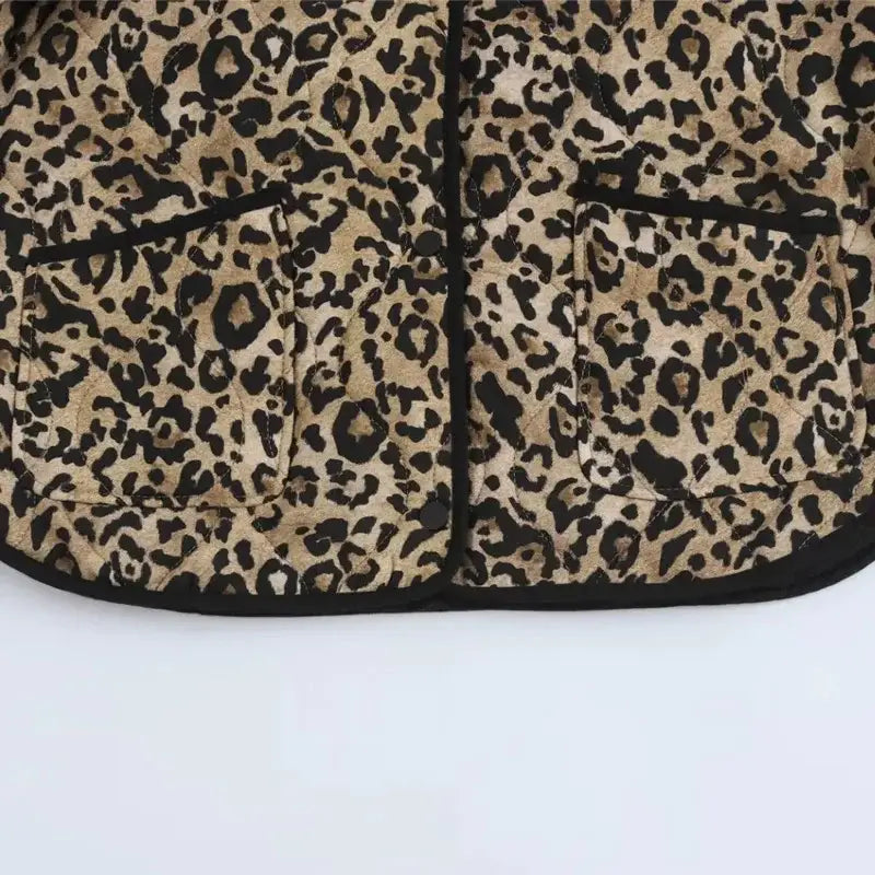 Women's Elegant Leopard Print Jacket Casual Long Sleeve Coat
