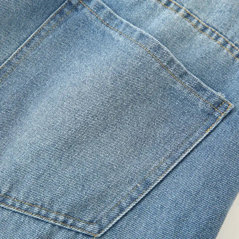 Women's Casual Baggy Denim Jeans Wide Leg High Waist Trousers