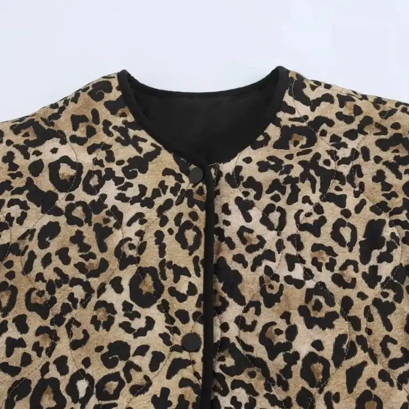 Women's Elegant Leopard Print Jacket Casual Long Sleeve Coat