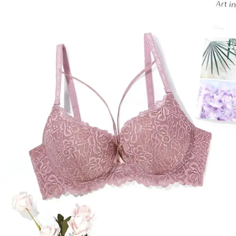 Contrast Lace Push Up Bra Comfy Breathable Hollow Out Bra for Women - The Lady's Haven Boutique