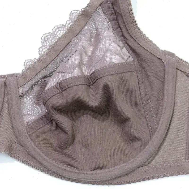 Beauwear Plus Size Sexy Bra Women’s Plus Solid Contrast Embroidery Lace Underwire Full Coverage Bra