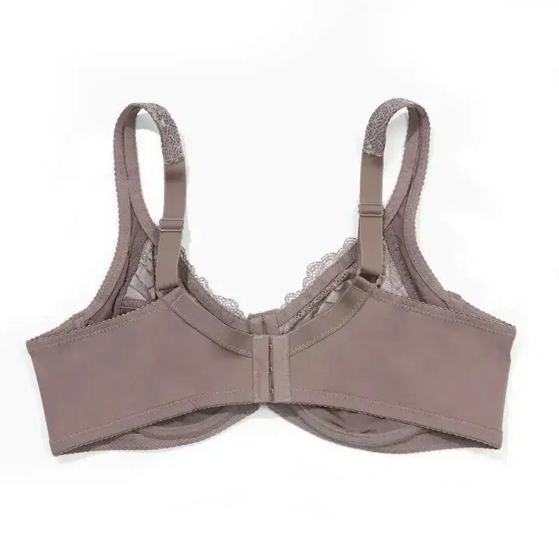 Beauwear Plus Size Sexy Bra Women’s Plus Solid Contrast Embroidery Lace Underwire Full Coverage Bra