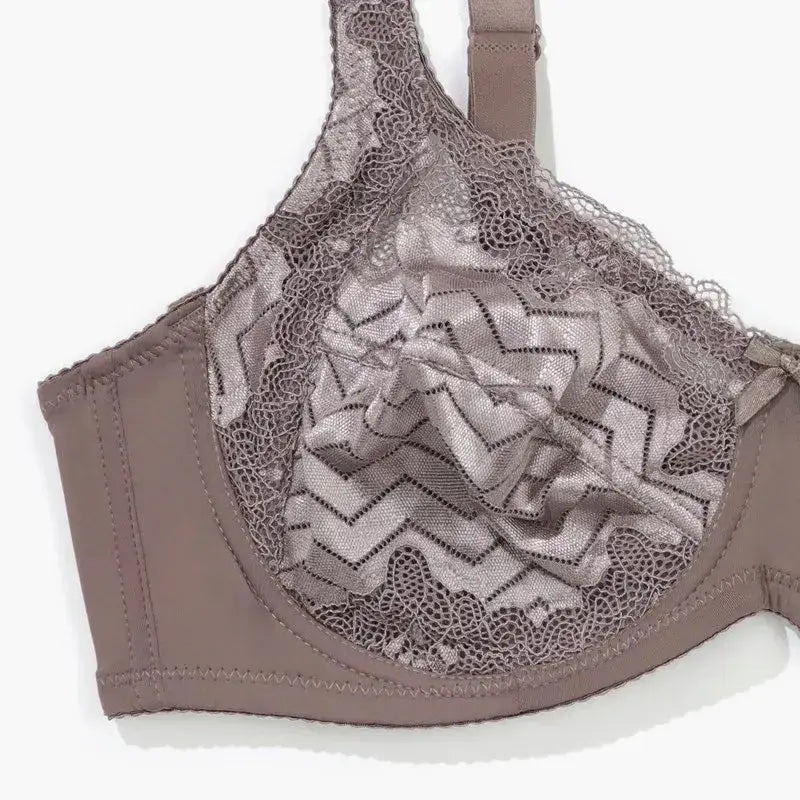 Beauwear Plus Size Sexy Bra Women’s Plus Solid Contrast Embroidery Lace Underwire Full Coverage Bra