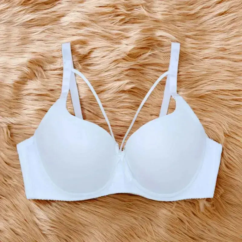 Beauwear Simple Solid T-Shirt Bra for Women Comfy Breathable Cut Out Push Up Bra with Foam