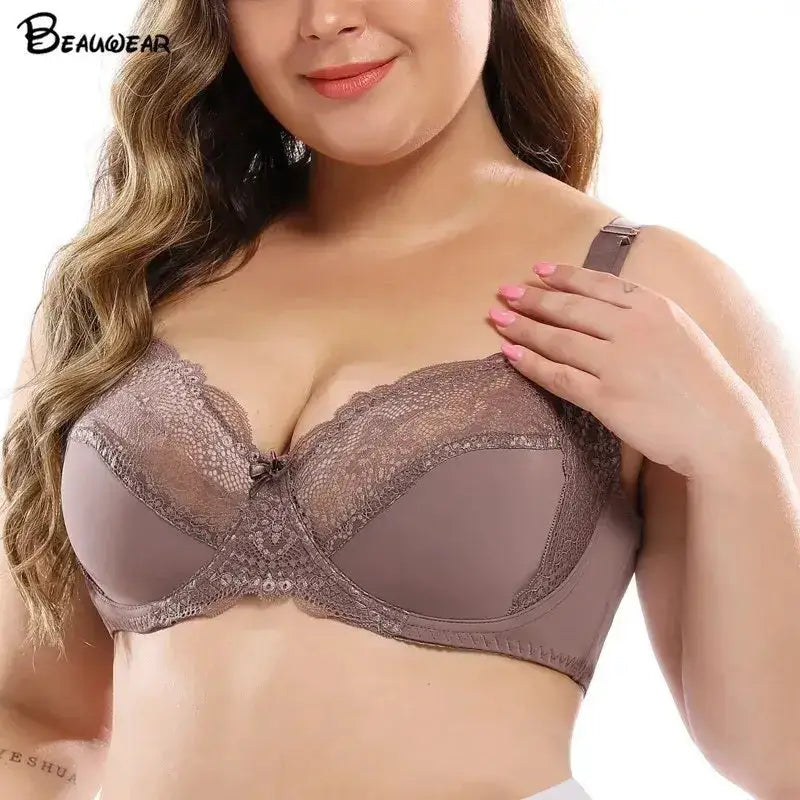 Beauwear Thin Cup Bras for Women Adjusted-straps Underwire Bra Sexy Underwear Lace Bralette Lingerie Top Plus Size