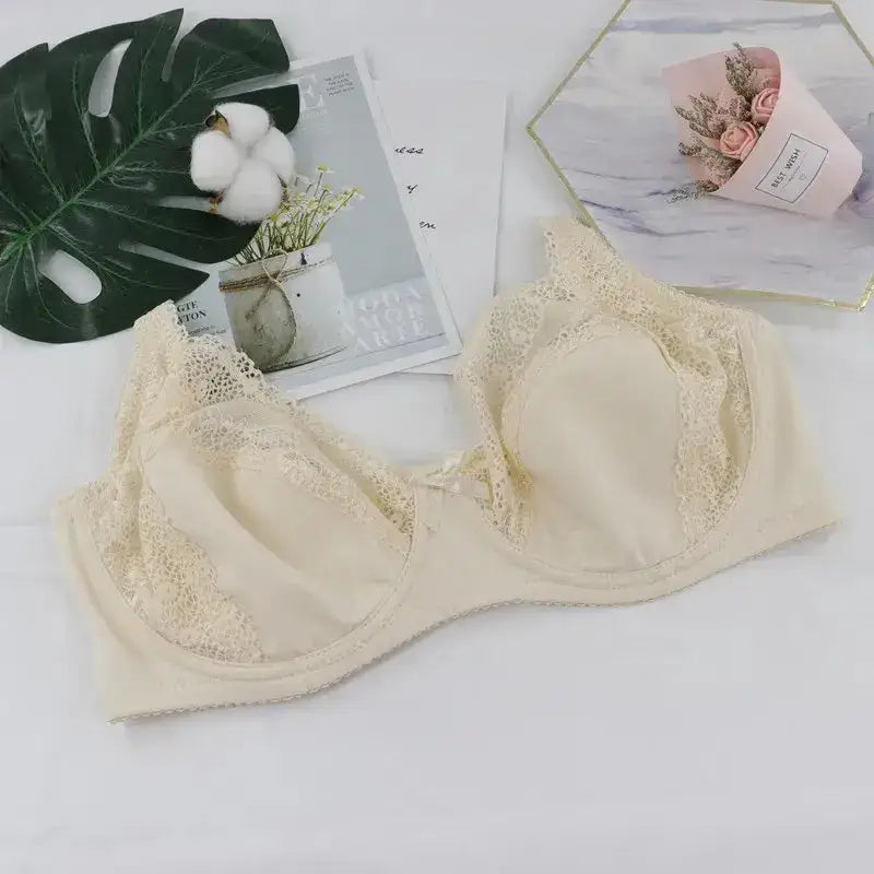 Beauwear Women Floral Lace Bras Perspective Underwire Bra Sexy Lingerie Plus Size Bralette Large Cup 36-46 E