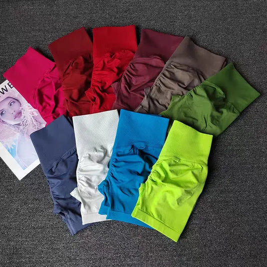 Colorful High-Waist Yoga Shorts Women - The Lady's Haven Boutique