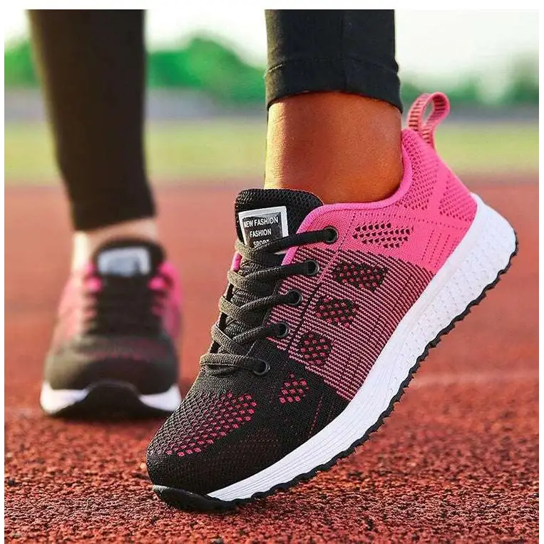 Step up your style with Fashion Women's Sneakers Lace Up in vibrant pink and black, perfect for casual occasions.