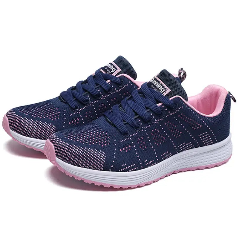Fashion Women's Sneakers Lace Up in navy and pink, perfect for casual wear with a stylish and comfortable design.