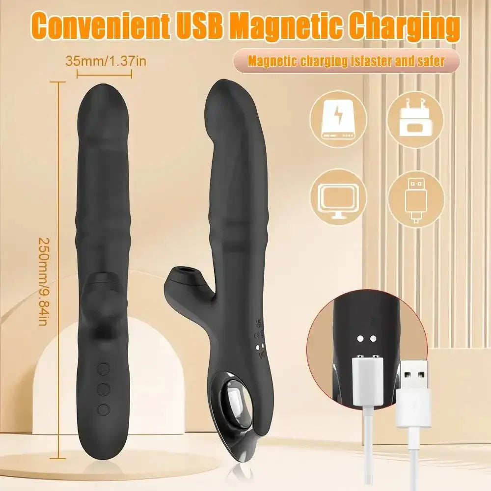 Female Clit Sucker Rabbit Vibrator Vibrating Sucking Swing Vagina GSpot Dildo Masturbator Three Motor Massager Sex Toy for Women - The Lady's Haven
