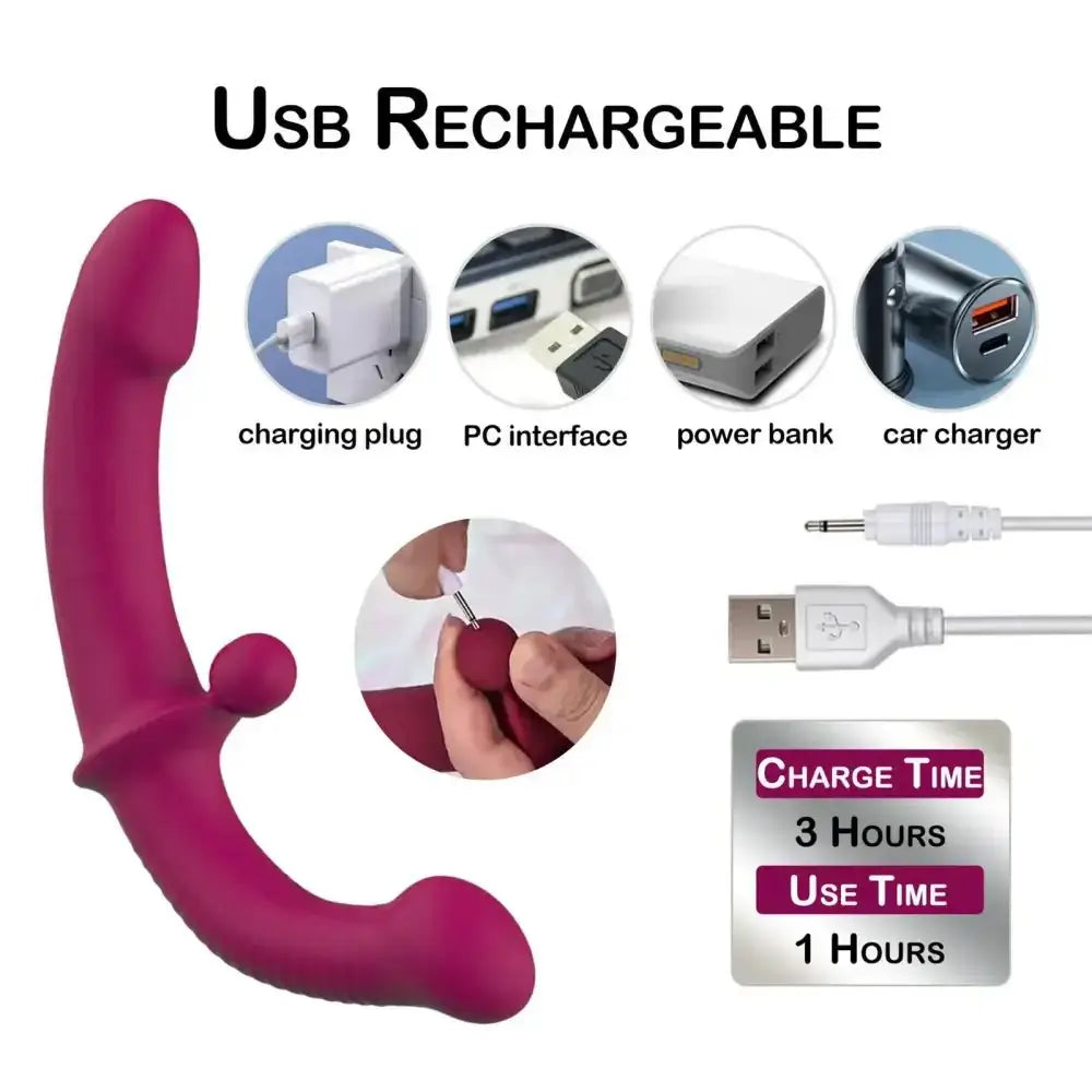 G - Spot Double - Ended Adult Sex Toys with 10 Modes Strapless Strap - on Dildo Vibrator with Remote Control for Women Lesbian Couples - The Lady's Haven