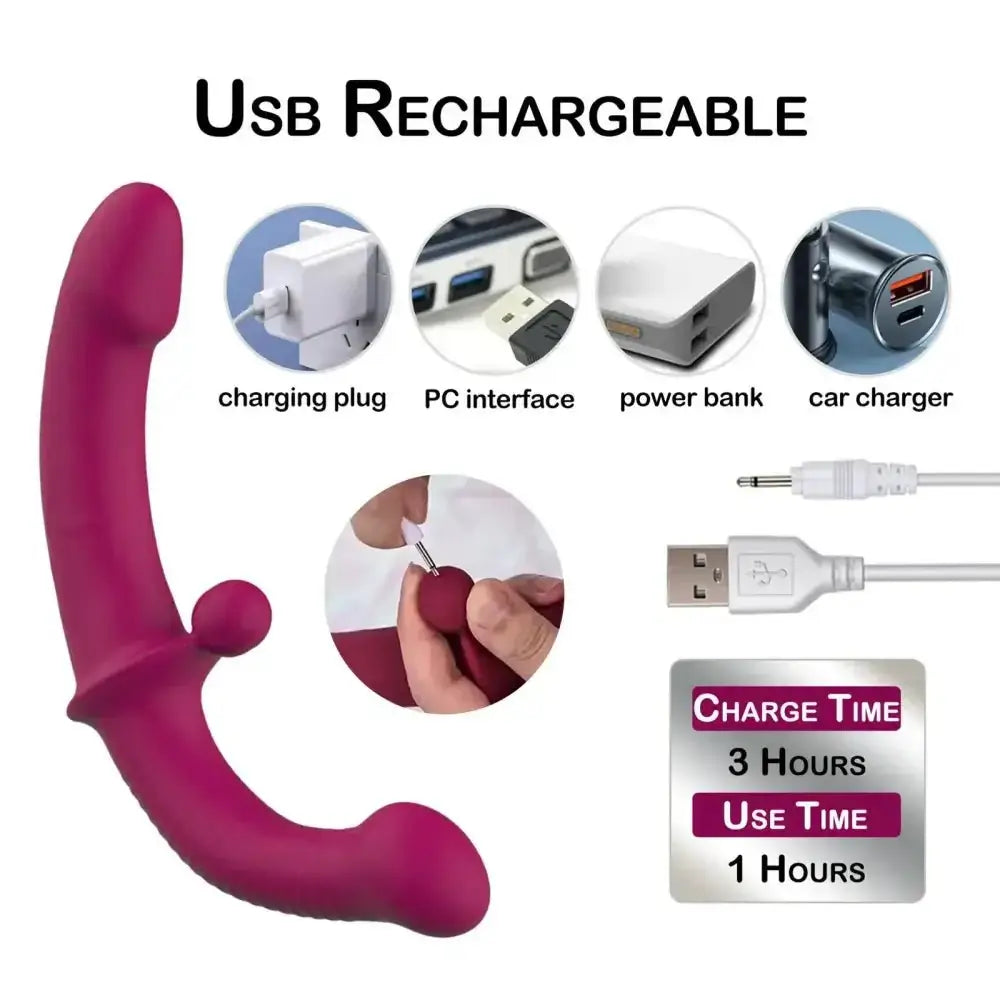 G - Spot Double - Ended Adult Sex Toys with 10 Modes Strapless Strap - on Dildo Vibrator with Remote Control for Women Lesbian Couples - The Lady's Haven