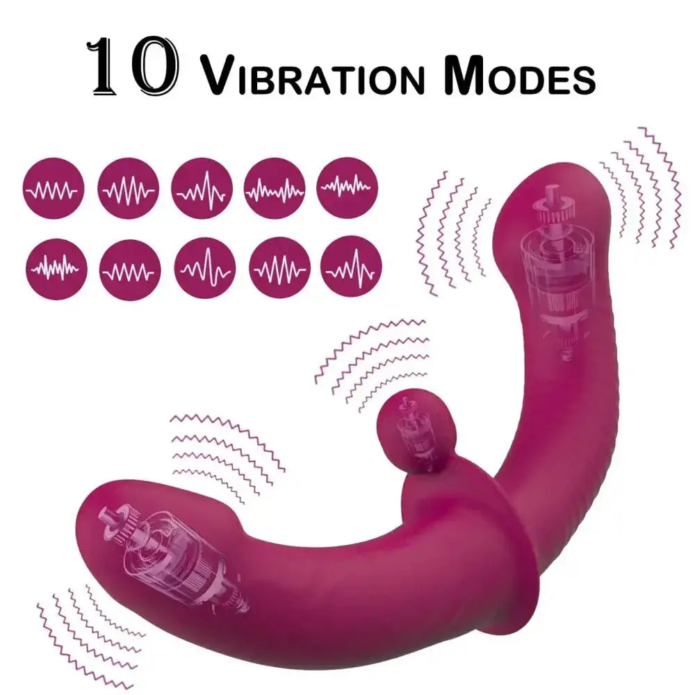 G - Spot Double - Ended Adult Sex Toys with 10 Modes Strapless Strap - on Dildo Vibrator with Remote Control for Women Lesbian Couples - The Lady's Haven