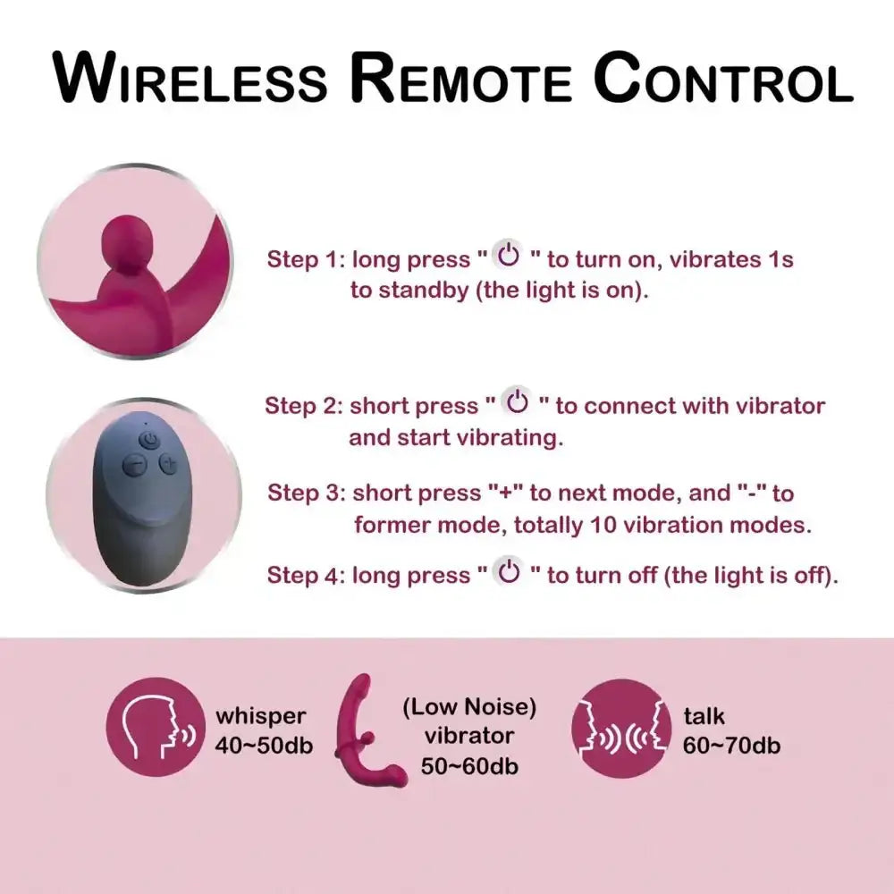 G - Spot Double - Ended Adult Sex Toys with 10 Modes Strapless Strap - on Dildo Vibrator with Remote Control for Women Lesbian Couples - The Lady's Haven
