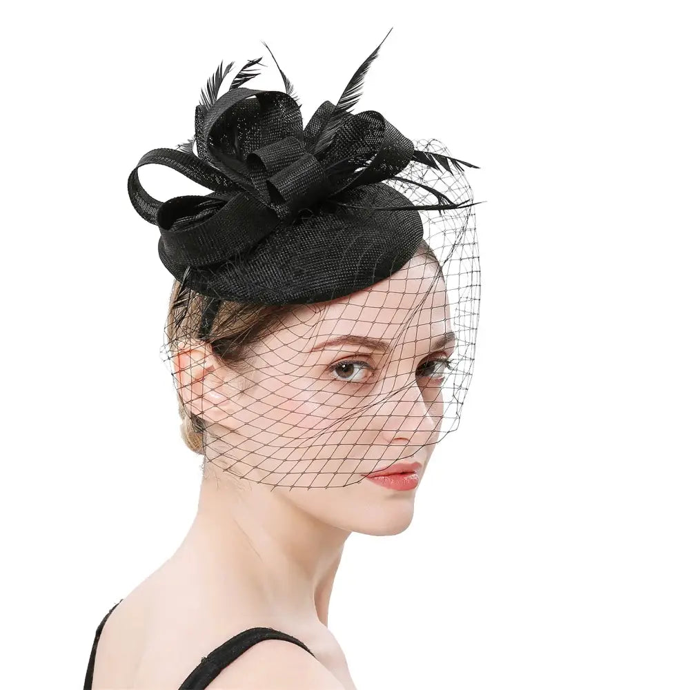 New Fascinator Pillox Hat Wedding Bridal Veil Fascinator Mesh Lace Headband Tea Party Feather Fascinator Hats for Women