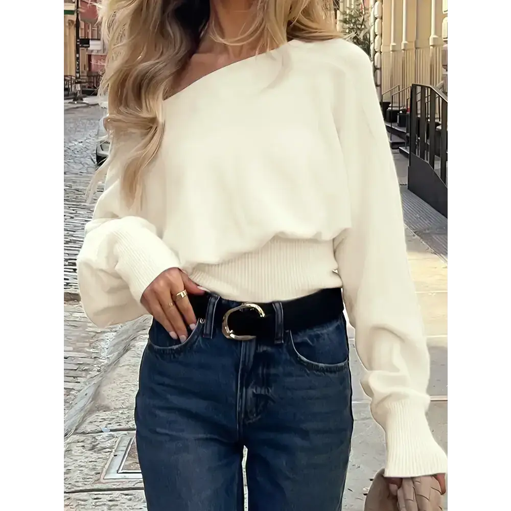 Off-Shoulder Knit Sweater – Plus Size - Sweaters - Plus Size