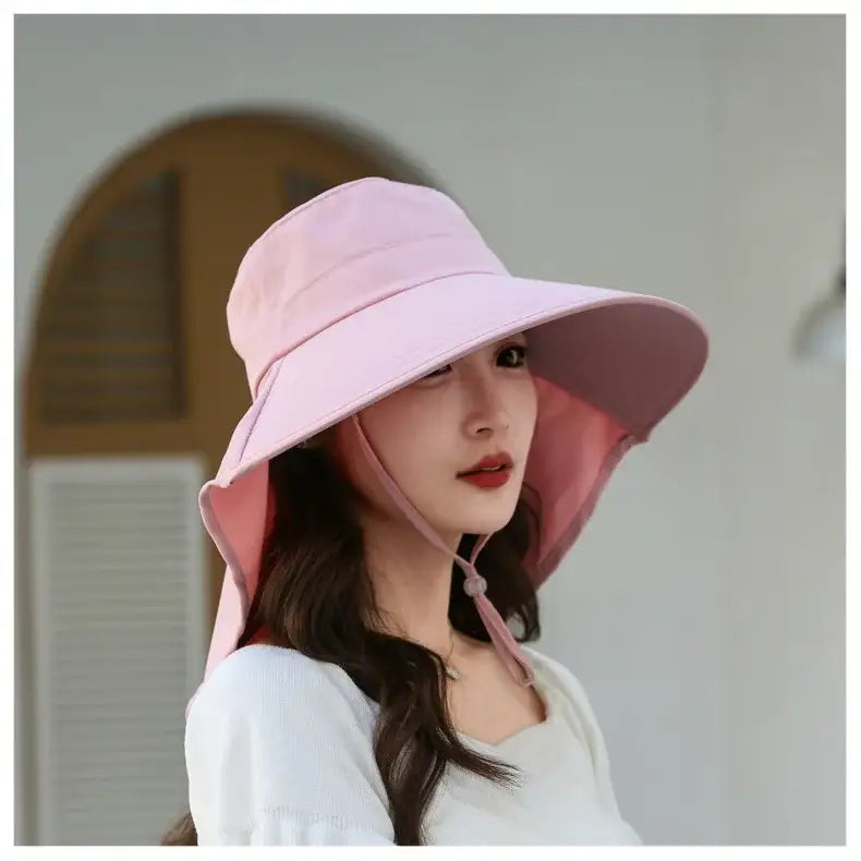 Outdoor Sun Bucket Hat for Women Girls Fishing Hat Wide Brim Bucket Hat with Neck Cover 50 + UPF Protection Safari Cap