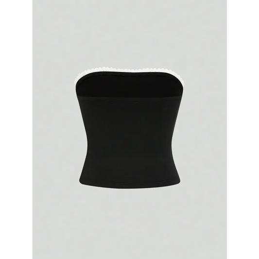 Plus size Women’s Elegant tie with Bow Tie Tops Y2K Suit Breastplain Solid Colour Slim Sexy Polyester T-Shirt