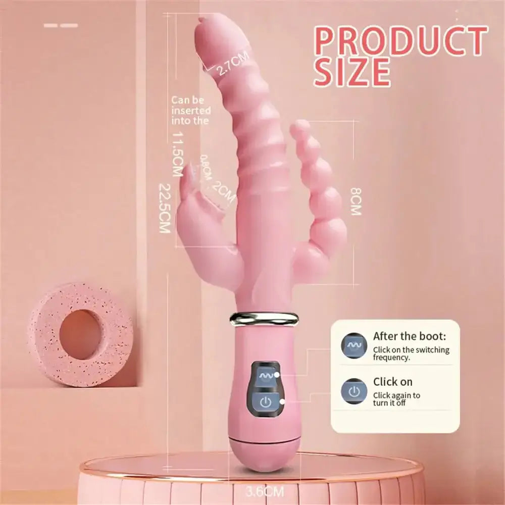 Rabbit G Spot Dildo Vibrator Clitoris Stimulator Penis Anal Double Penetration Tongue Licking Double Rod Sex Toy For Women Adult - The Lady's Haven
