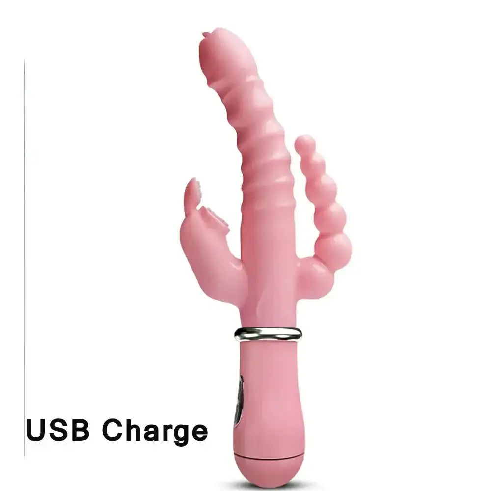 Rabbit G Spot Dildo Vibrator Clitoris Stimulator Penis Anal Double Penetration Tongue Licking Double Rod Sex Toy For Women Adult - The Lady's Haven