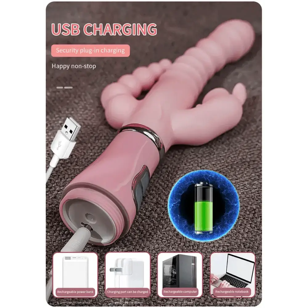 Rabbit G Spot Dildo Vibrator Clitoris Stimulator Penis Anal Double Penetration Tongue Licking Double Rod Sex Toy For Women Adult - The Lady's Haven