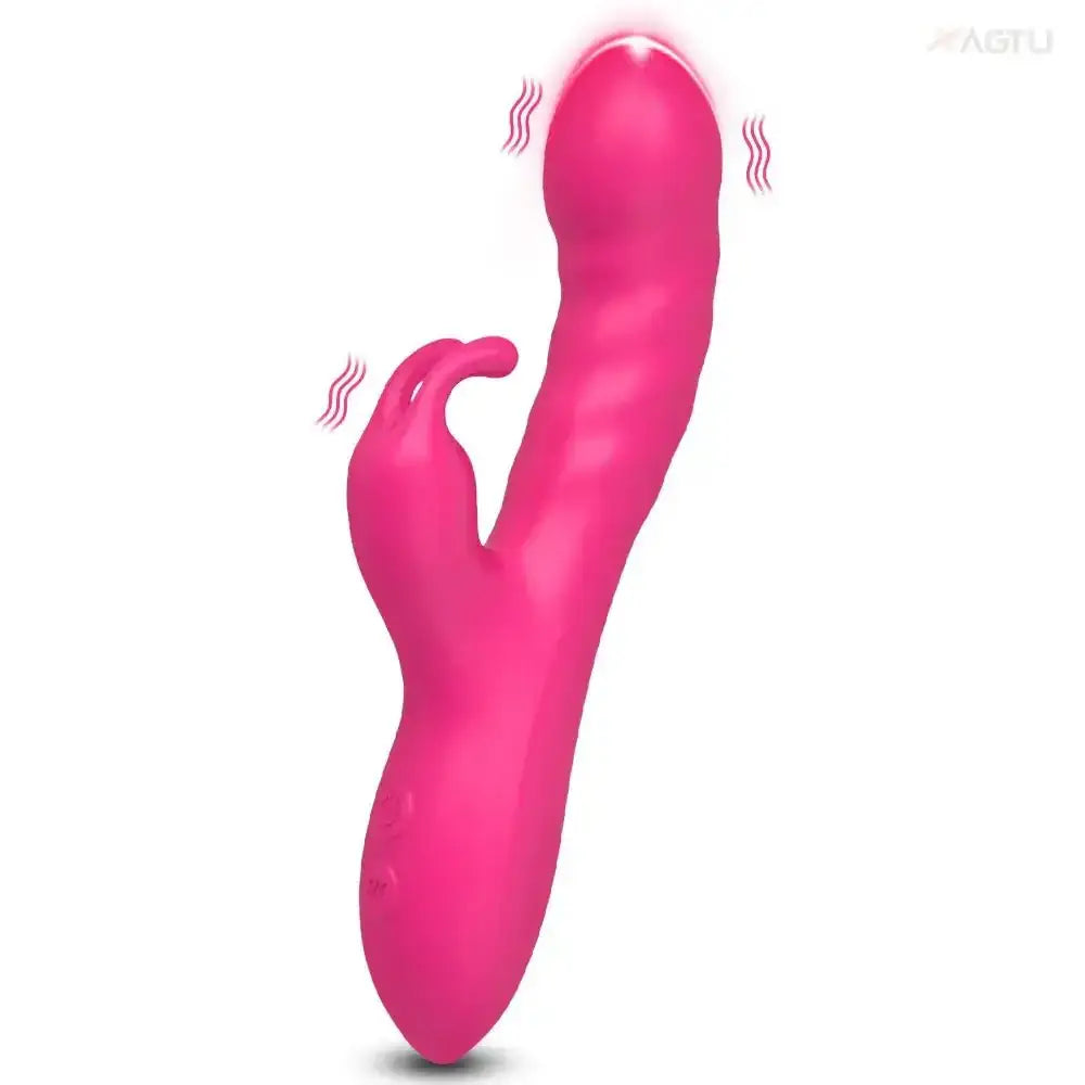 Pink rabbit vibrator with G-spot and clitoral stimulator.