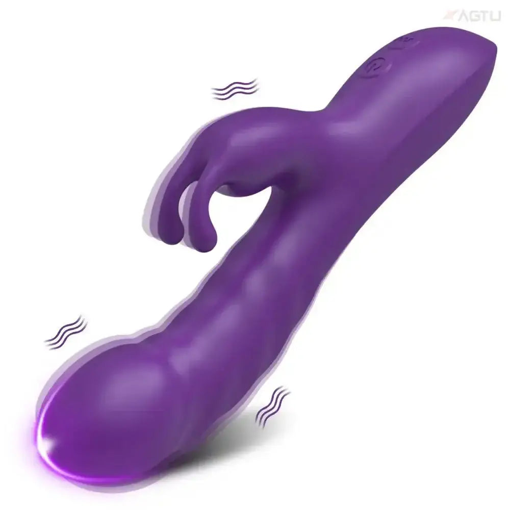 Purple rabbit vibrator with G-spot and clitoral stimulation for adult use.