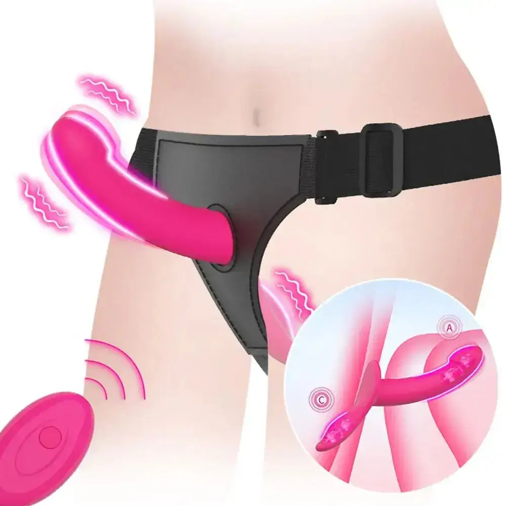 Strap - On Vibrating Dildo Adjustable Harness Vibrator with 10 Vibration Modes Wearable Harness Sex Toy for Female Couple Lesbians - The Lady's Haven