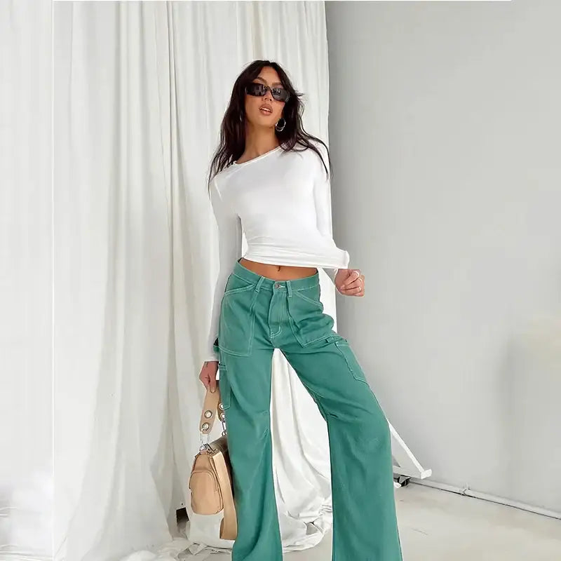 Stylish Women Casual Long Sleeve T-Shirts for Spring Autumn, featuring a slim fit and perfect for female streetwear by Yezw.