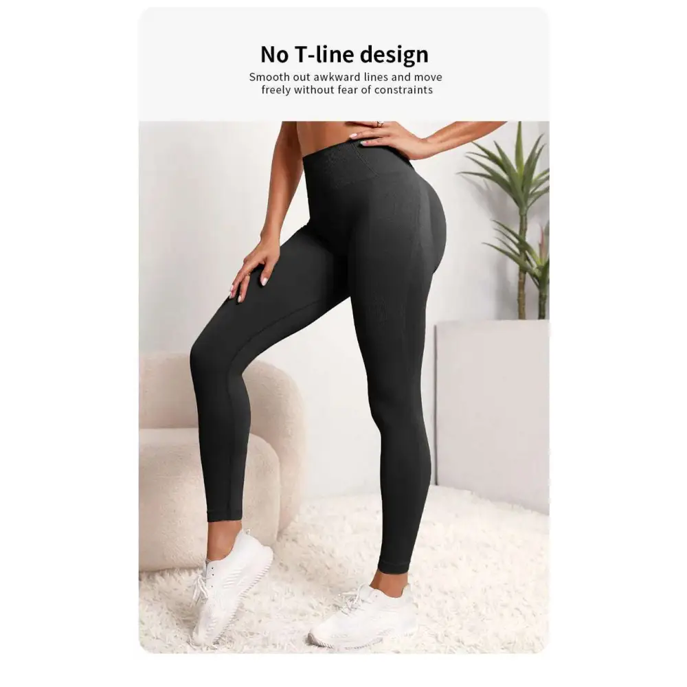 Stylish Women Seamless Hip Lifting Sports Leggings High Waist Fitness Leggings by OVESPORT for yoga and gym workouts.