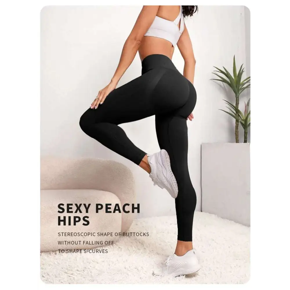 Stylish Women Seamless Hip Lifting Sports Leggings High Waist Fitness Leggings, perfect for yoga and gym workouts by OVESPORT.