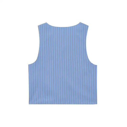 Blue striped sleeveless top from casual summer lounge set by The Lady's Haven Boutique