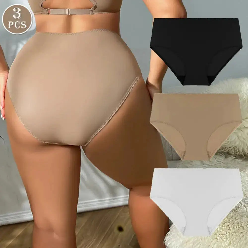 3Pcs Lot Simple Plain Plus Size Panties for Women Thin Soft Comfort Underwear Sizes 0XL to 5XL - The Lady's Haven Boutique