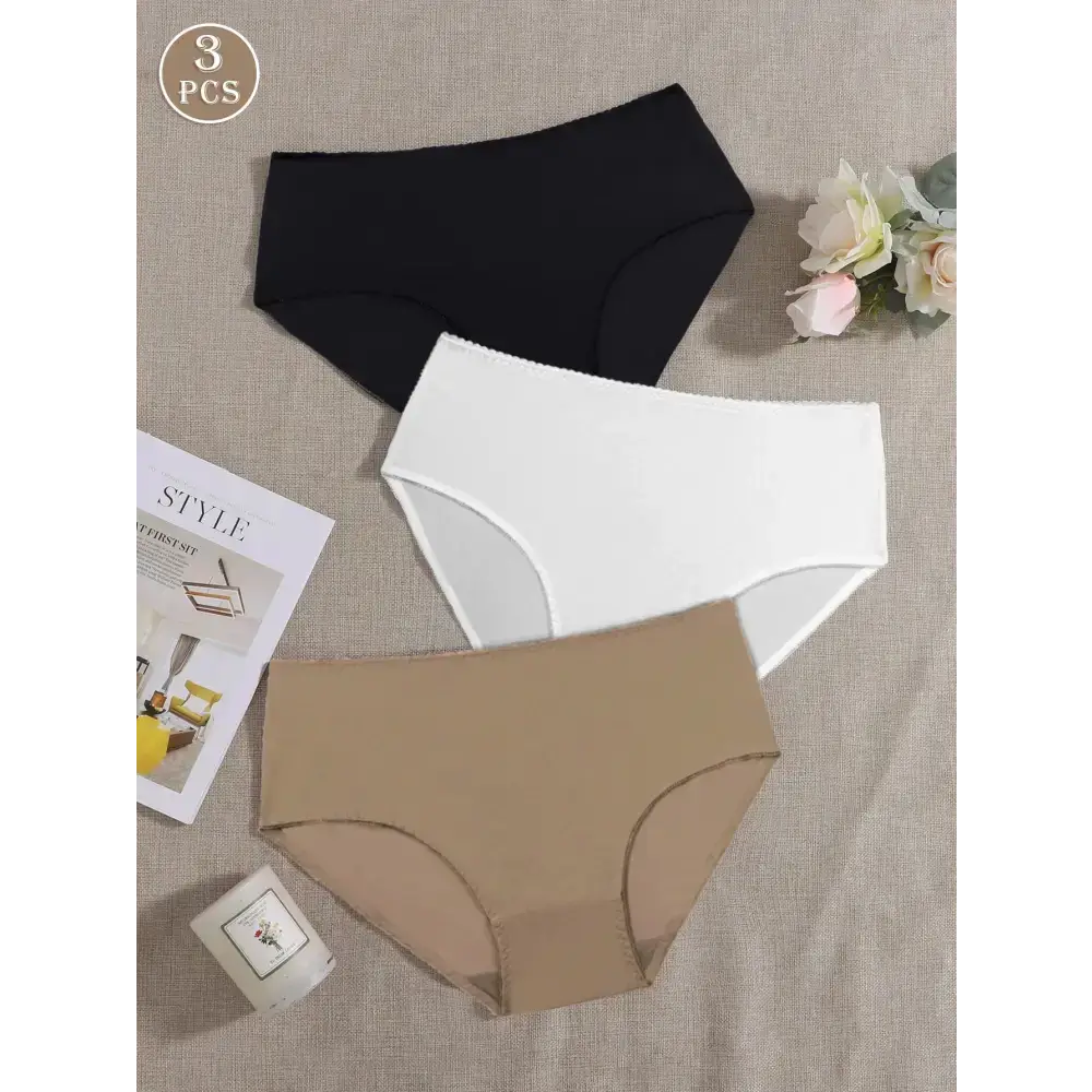 3Pcs Lot Simple Plain Plus Size Panties for Women Thin Soft Comfort Underwear Sizes 0XL to 5XL - The Lady's Haven Boutique