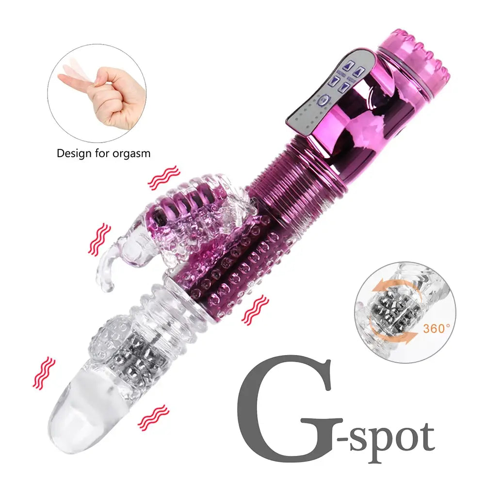Rabbit Vibrator Telescopic Dildo Vibrator G-Spot Clit AV Stick Stimulator Vaginal Massager Sex Toys for Women Female