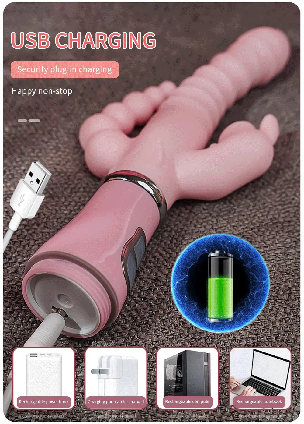 Rabbit G Spot Dildo Vibrator Clitoris Stimulator Penis Anal Double Penetration Tongue Licking Double Rod Sex Toy