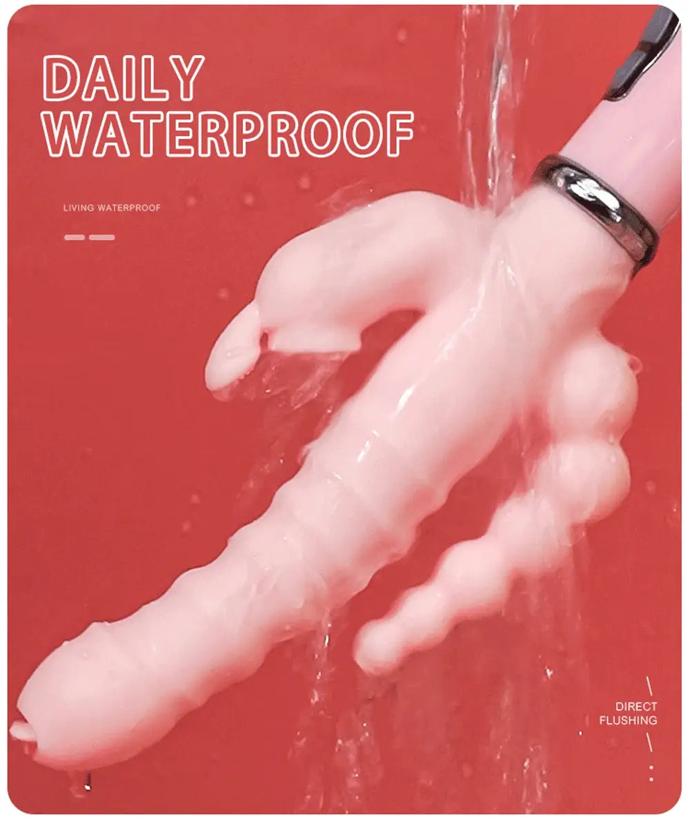 Rabbit G Spot Dildo Vibrator Clitoris Stimulator Penis Anal Double Penetration Tongue Licking Double Rod Sex Toy