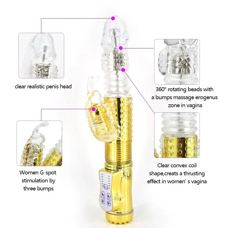 Rabbit Vibrator Telescopic Dildo Vibrator G-Spot Clit AV Stick Stimulator Vaginal Massager Sex Toys for Women Female