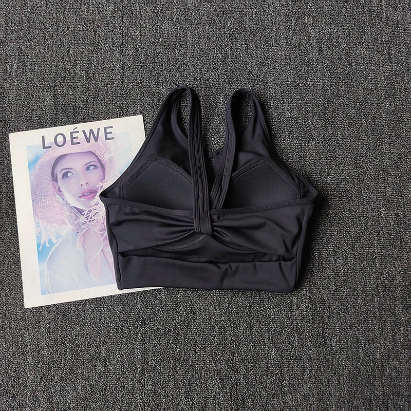 Off-Shoulder High-Support Yoga Sports Bra – U-Back Pilates Crop Top