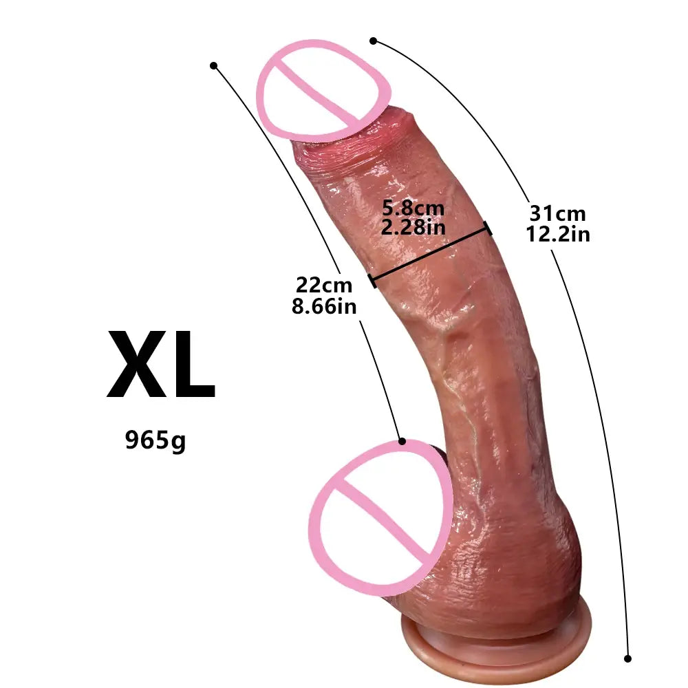 Huge Realistic Soft Dildo Masturbator Double-layer Silicone Sex Toy Suction Cup Adults