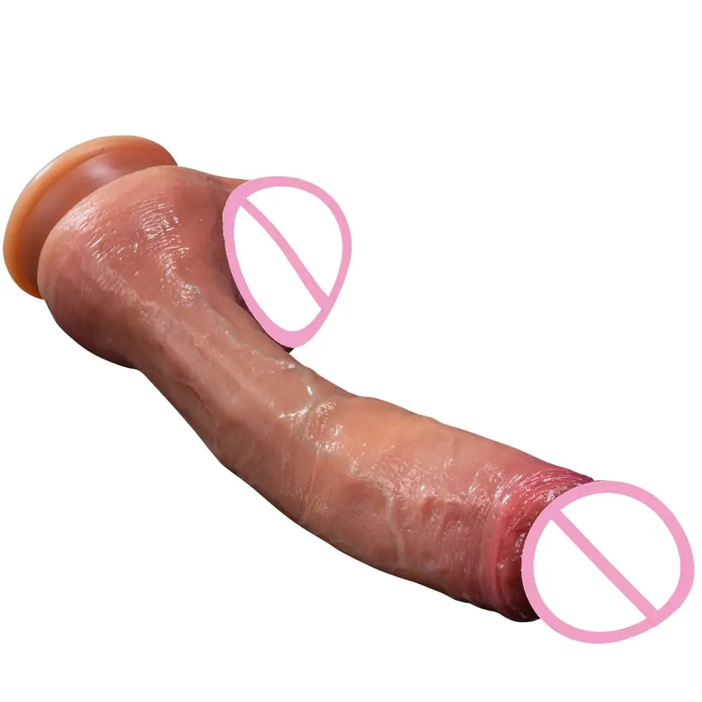Huge Realistic Soft Dildo Masturbator Double-layer Silicone Sex Toy Suction Cup Adults