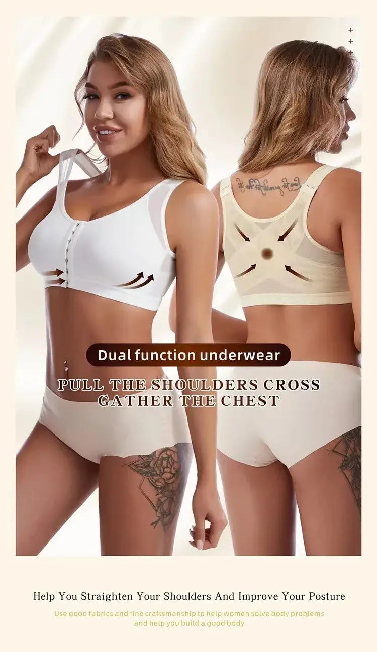 Vest Bras S-5XL Front Closure Posture Corrector Lift Up Bra Women Push Up Cross Back Underwear Shockproof Sports