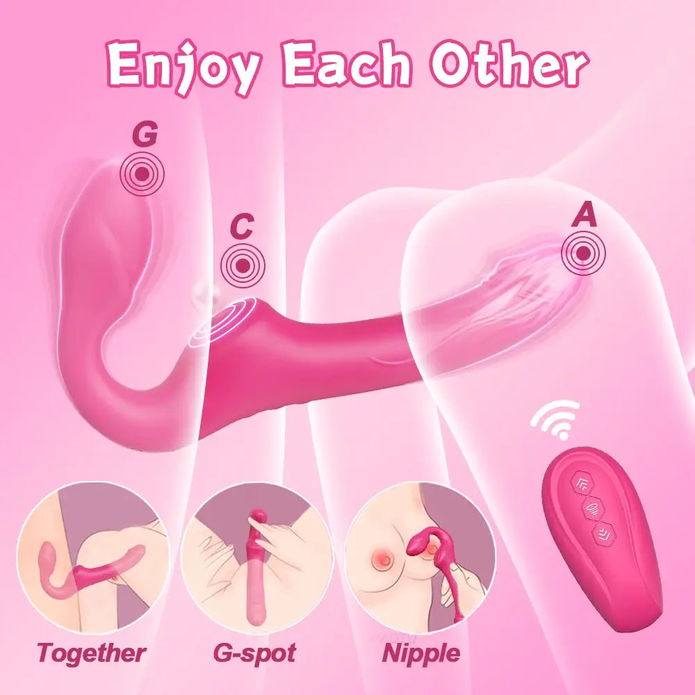 Strapless Strap On G Spot Dildo Vibrator Double-Ended Vibrating Flapping Vibrators Adult Sex Toys for Women Lesbians