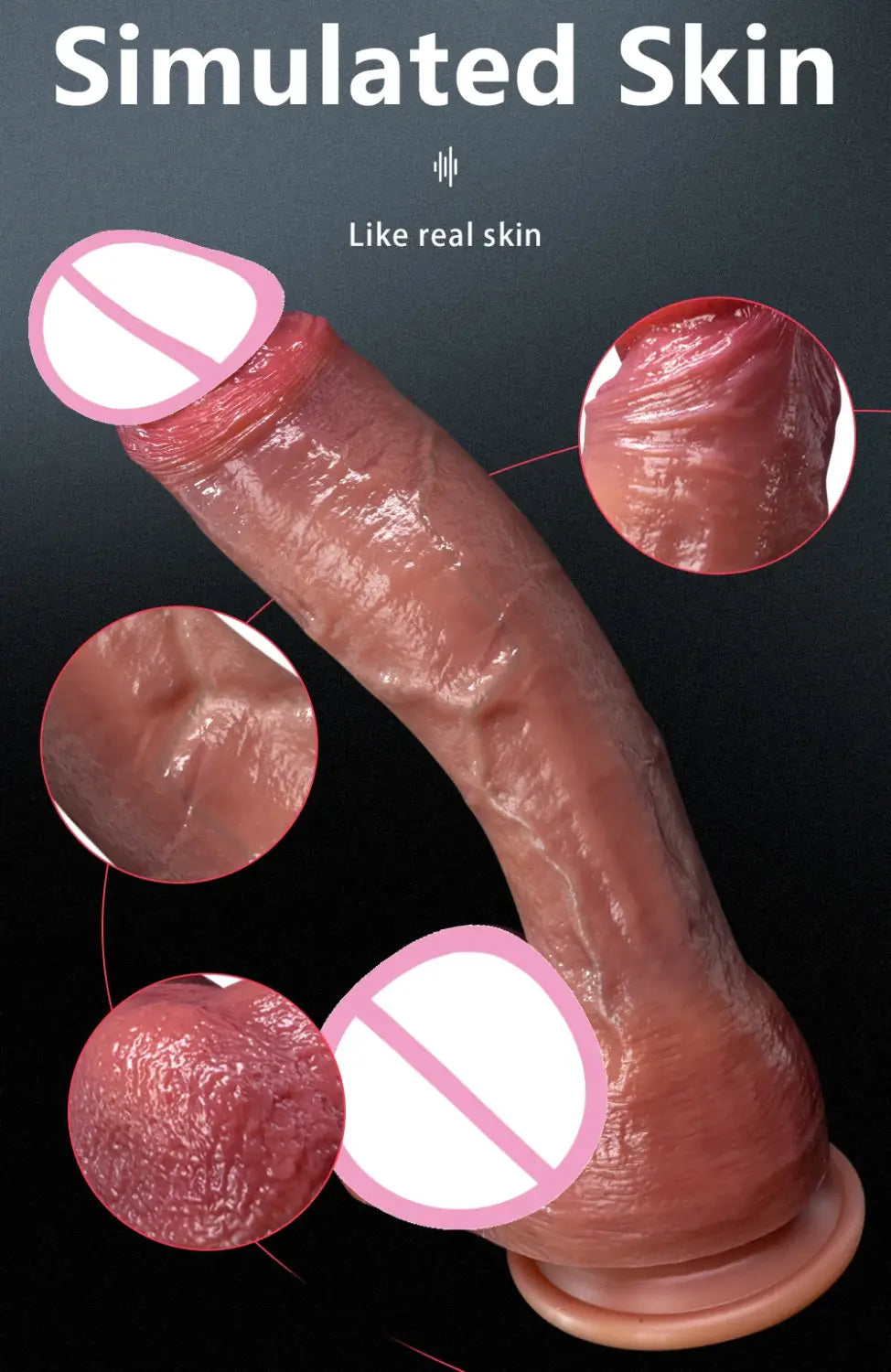 Huge Realistic Soft Dildo Masturbator Double-layer Silicone Sex Toy Suction Cup Adults