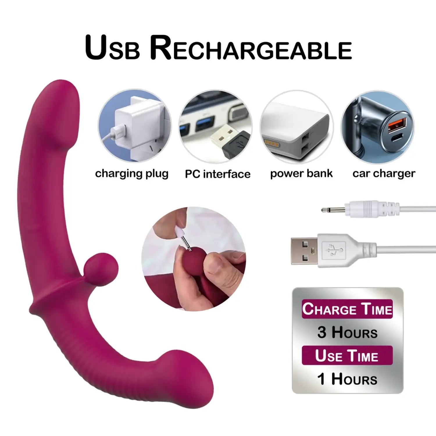 G-Spot Double-Ended Adult Sex Toys with 10 Modes Strapless Strap-on Dildo Vibrator with Remote Control for Women