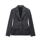 Women's Elegant Denim Blazer Loose Single Breasted Coat