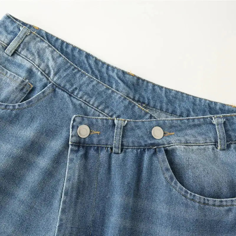 Women's Casual Baggy Denim Jeans Wide Leg High Waist Trousers