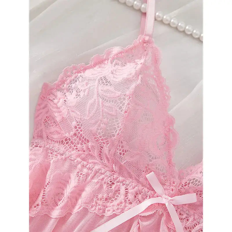 A Set Of Woman Underwear Nightgown Thong Sets Plus Size Suspender Lace Lingerie Sexy Accessories Erotic Bra Nightdress